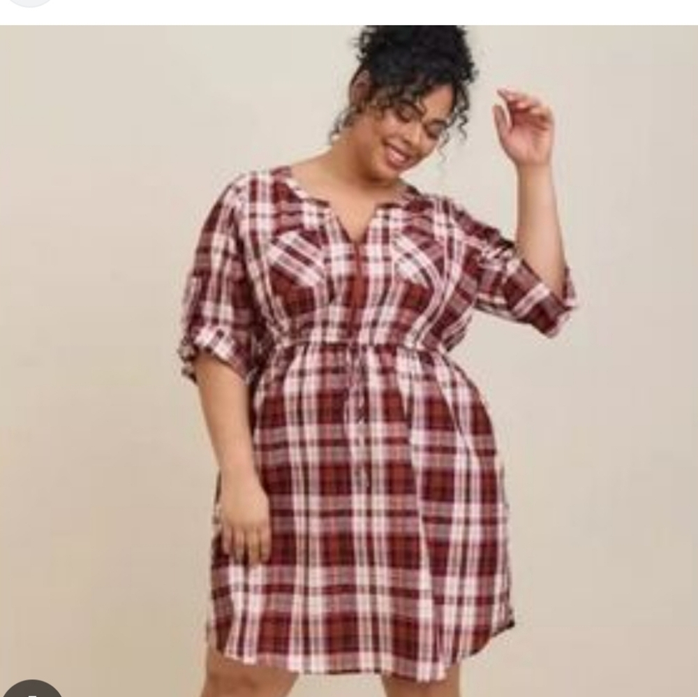 Torrid Red and White Plaid Mini Dress Size 2 (2x USA